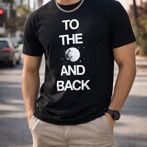 TACKMA 3XL Black 'To The Moon and Back' Graphic Tee - Men's Shirt